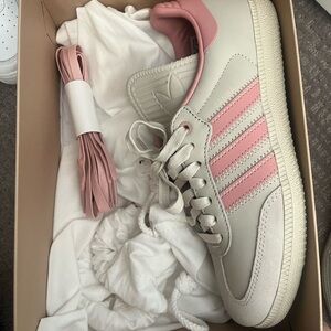 Adidas Women's Pink and Cream Sneakers